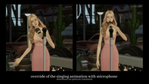 override of the singing animation with microphone | Patreon Movie Override Sims 4, Sims 4 Singing Mod, Sims 4 Singing Animation, Sims 4 Music Override, Sims 4 Animation Override, Ts4 Override, Singing Animation, Ts4 Animation, Sims 4 Overrides