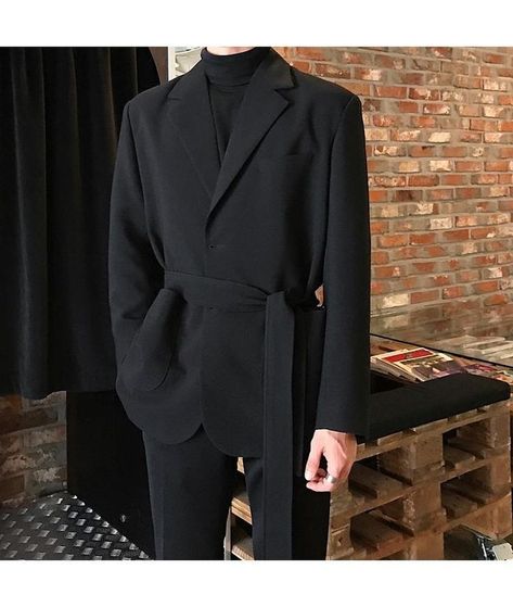 Kpop Fashion Men, Black Outfit Men, Casual Suit Jacket, Black Suit Men, Surreal Photos, Belted Blazer, Guys Clothing Styles, Fashion Suits, Stay Classy