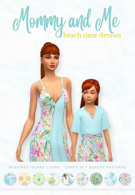 Outfits Sims 4 Cc, Dresses For Mom And Daughter, Sims4 Clothing, Beach Style Outfit, Adult Dress, Child Dress, Sims 4 Children, Sims 4 Mm Cc, New Mods