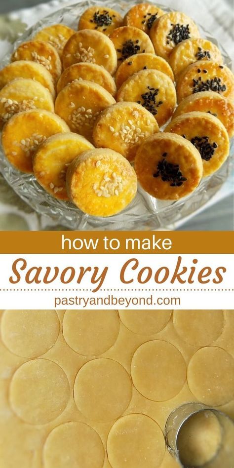 Crunchy Basic Savory Cookies-These savory cookies are so crunchy and delicious! They will be hit in parties; you'll get so many compliments when your guests taste these simple and easy cookies! #savory #cookies #simplerecipes Savory Cookies, Salty Cookies, Savoury Biscuits, Cookies Pastry, Crunchy Cookies, Savoury Baking, Recipes Simple, Cookies Recipes, Biscuit Cookies