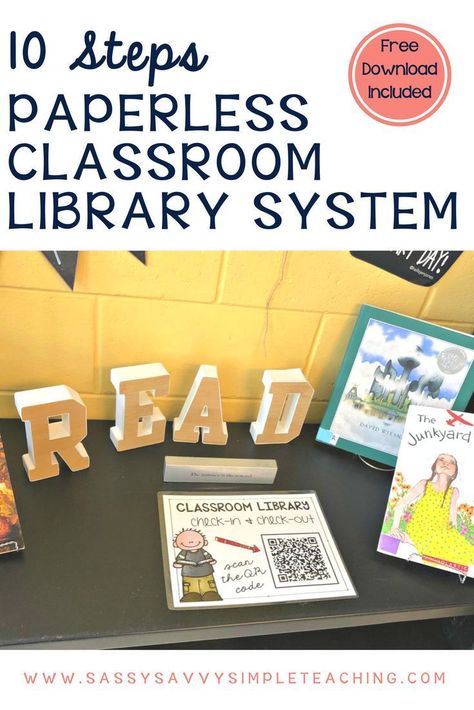 FREE DOWNLOAD INCLUDED! 10 Steps to starting a Paperless Classroom Library System! Easy to follow directions using Google or Microsoft Forms and a QR Code to track student check-in or check-out of classroom library books. Book Checkout System Classroom, Classroom Book Checkout System, School Library Checkout System, Classroom Library Checkout System, Library Checkout System, Classroom Library Checkout, Book Closet, Classroom Library Organization, Elementary Technology