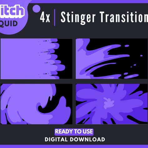 ♡ 4 Purple Twitch Stinger Transitions by IdealCornerDesigns ♡

Liquid Transitions to make your stream setup look cute and professional at the same time. Twitch Stinger Transition, Twitch Streaming Overlays, Stream Setup, Twitch Graphics, Streaming Overlay, Stream Design, Stinger Transition, Black And Purple Wallpaper, French Wall Art