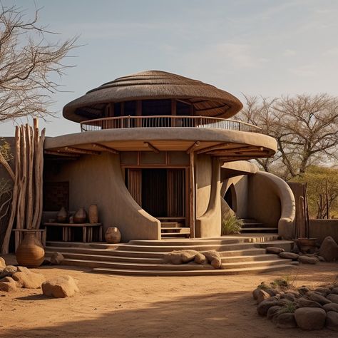 Contemporary Mud House, Modern African Architecture, Star Wars Village, African House Design, African Hut, Africa Design, Earth Bag Homes, African House, Mud House