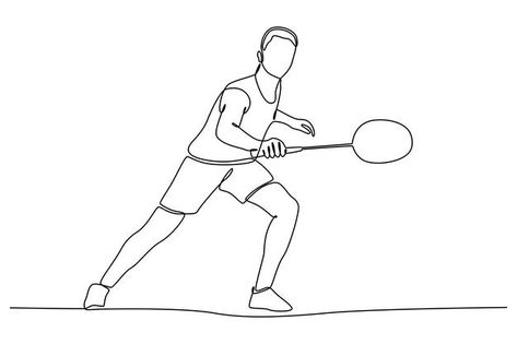 Playing Badminton Drawing, Badminton Drawing, Badminton Photos, Playing Badminton, Person Drawing, Continuous Line Drawing, Continuous Line, Drawing People, Badminton