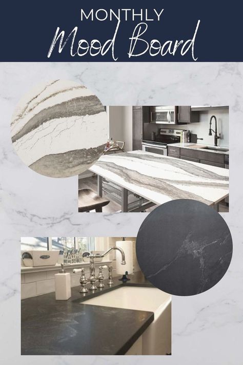 #MonthlyMoodBoard This month, we're showing you the beauty of both granite and quartz. While both are great choices for countertops, many people have definite opinions on what they would like in their homes. — Left: Cambria Skara-Brae Right: Nocturnal Honed Granite Background: Hanstone Chantilly Quartz Skara Brae Cambria Quartz, Cambria Quartz Countertops, Honed Granite, Cambria Quartz, Countertop Surfaces, Functional Kitchen, Kitchen Counter, Quartz Countertops, Countertops