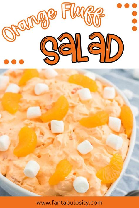 Orange Marshmallow Salad, Orange Fluff Jello Salad Recipe, Jello Fluff, Fluff Salad, Pistachio Fluff, Orange Fluff, Peach Jello, Fluff Salad Recipes, Jello Flavors