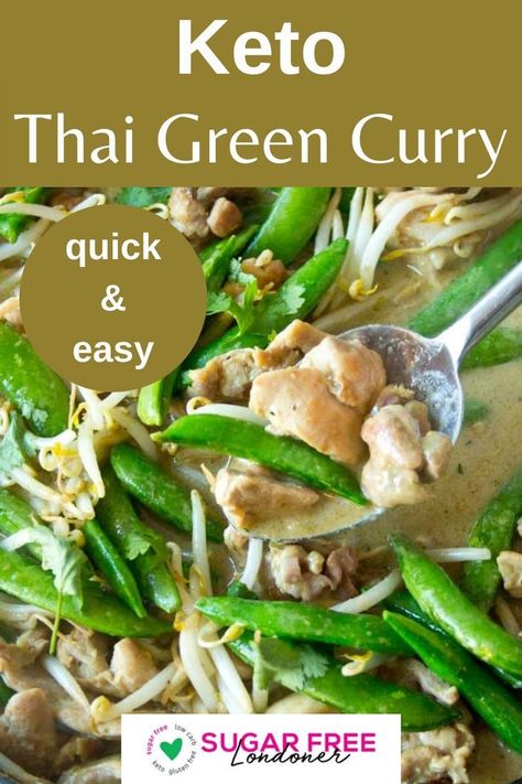 Thai chicken green curry is a quick, easy and tasty main meal. Great with cauliflower rice! Keto Green Curry, Red Meals, Keto Green Curry Chicken, Keto Thai Curry, Thai Green Curry Recipe Chicken, Chicken Green Curry, Low Carb Thai Chicken Curry With Coconut Cauliflower Rice, Keto Thai Green Curry Chicken, Thai Green Coconut Curry Chicken