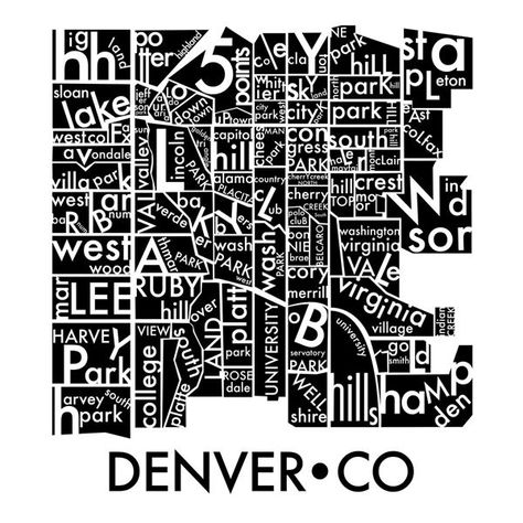 Picture of Denver Neighborhoods 36x36 *D Colorado Gift Ideas, Lower Living Room, Colorado Gifts, Kitchen Wall Ideas, Box Spring Frame, Denver Neighborhoods, Beer Posters, Colorado Posters, Moving To Denver