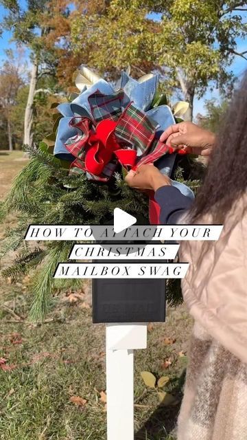 LB Evans on Instagram: "I finished my inside Christmas decorations in record time this year. I put my first tree up on October 1st! I was able to focus on my outdoor decorations this year and added some holiday cheer to my mailbox with this simple and affordable swag tutorial! Let me know what you think. #countdowntochristmas 
.
.
.
.
.
#christmasdiy #outdoorchristmasdecor #christmasy #diy" Mailbox Christmas Decorations Diy, Inside Christmas Decorations, Mailbox Christmas Decorations, Mailbox Swag Christmas, Christmas Mailbox Decorations, Christmas Mailbox Ideas, Mailbox Swag, Christmas Mailbox, Diy Mailbox