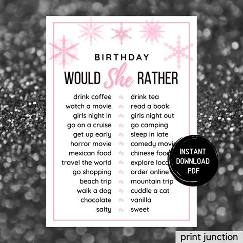 Would She Rather Who Knows the Birthday Girl Best How Well - Etsy Canada