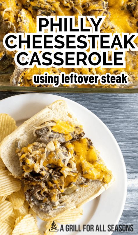 Indulge in the savory goodness of our Philly cheesesteak casserole recipe with steak. Featuring tender steak and gooey cheese this is a mouthwatering twist on a classic favorite. And an easy dinner idea for busy weeknights. Chipped Steak Recipes, Recipe With Steak, Philly Cheese Steak Casserole Recipe, Philly Cheesesteak Casserole, Best Philly Cheesesteak, Chicken Philly Cheesesteak, Cheesesteak Casserole, Steak And Mashed Potatoes, Steak Casserole