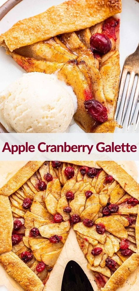 Cranberry Apple Dessert, Apple Cranberry Puff Pastry, Easy Galette Recipe, Cranberry Apple Galette, Apple Cranberry Galette Recipe, Apple Walnut Galette, Apple Cranberry Tart, Apple Galette With Puff Pastry, Apple Galette With Pillsbury Pie Crust