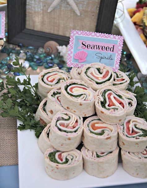 seaweed spirals Mermaid Pirate Party, Ariel Birthday Party, Ariel Party, Ariel Birthday, Spongebob Party, Sea Baby Shower, Mermaid Under The Sea, Sea Birthday Party, Mermaid Theme Party