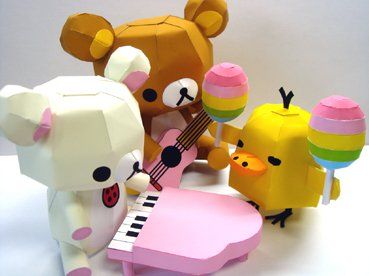 Rilakkuma Papercraft, Rilakkuma Wallpaper, 3d Things, Happy Bear, Rainbow Band, Kawaii Crafts, Kawaii Diy, Origami 3d, Christmas Origami