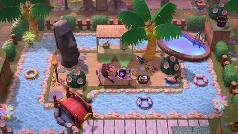 Lazy river ive made on my acnh island DA-3293-5310-0318 Animal Crossing Resort Island, Lazy River Animal Crossing, Acnh Lazy River Code, Animal Crossing Lazy River, Acnh Lazy River, Acnh River Ideas, Acnh Resort, Acnh Tropical Island Ideas, Acnh Tropical