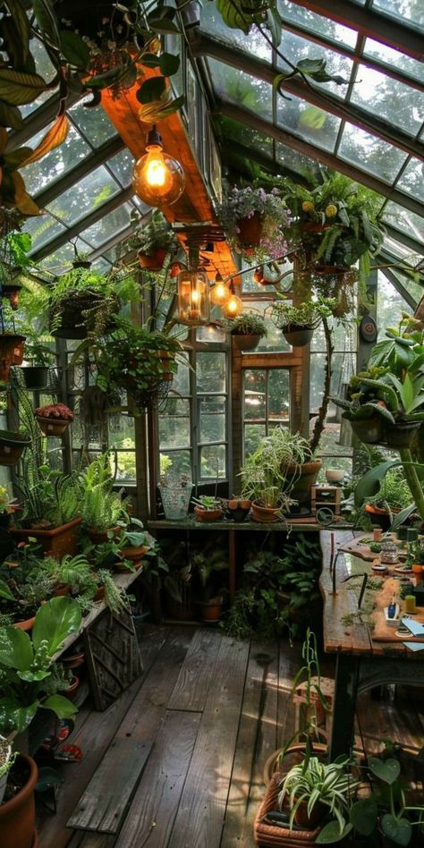 Green House Aesthetic, Greenhouse Cafe, Conservatory Design, Nature Witch, Plant Room, Greenhouse Interiors, Greenhouse Ideas, Home Greenhouse, Home On The Range