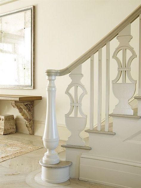 Stair Posts, Handrail Design, Staircase Makeover, Shelter Island, Stair Case, Newel Posts, Wood Stairs, Diy Makeover, Stair Railing