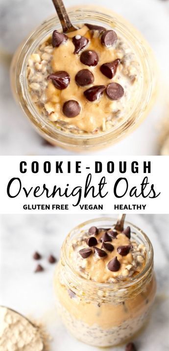 Cookie Dough Overnight Oats, كريم بروليه, Cookie Dough Vegan, Oats In A Jar, Vegan Protein Cookies, Overnight Oats In A Jar, Vegan Overnight Oats, Oat Recipes Healthy, Resep Smoothie