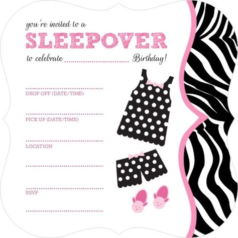 Invitation Card Ideas, Sleepover Invitation, Hello Kitty Birthday Invitations, Sleepover Birthday Party, Fun Sleepover Games, Slumber Party Invitations, Birthday Sleepover Ideas, Sleepover Invitations, Print Invitation