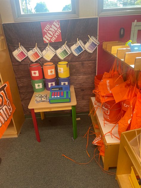 Home Depot Dramatic Play Center, Art Center Preschool Setup, Art Center Preschool, Construction Theme Classroom, Classroom Songs, Prop Box, Dramatic Play Preschool, Imagination Station, Classroom Layout