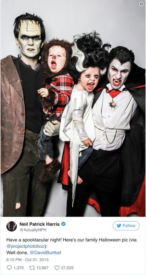 Neil Patrick Harris and David Burtka Family Halloween Costume 2013 (Part 1) #halloweencostume #halloweencostumeideas #familyhalloweencostume Family Of Three And Pregnant Halloween, Neil Patrick Harris Family, David Burtka, Family Halloween Costume, Neil Patrick, Neil Patrick Harris, The Kings, Family Halloween Costumes, Family Costumes