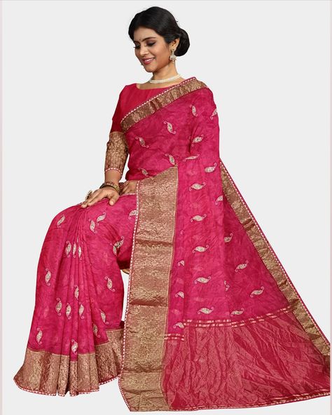 Heavy mirchi embroidery sequence work saree Heavy Golden Zari & Jacquard Border organza saree Bija piping border saree Plain dyed saree Captivating colors available saree Versatile and customizable saree DARK PINK Pink Dola Silk Pre-draped Saree With Dori Work, Dola Silk Pre-draped Saree With Embroidered Border For Puja, Pink Saree With Printed Border For Puja, Semi-stitched Pink Saree With Embroidered Border, Pink Saree With Golden Border, Farewell Sarees, Sarees For Girls, Party Sarees, Art Silk Sarees