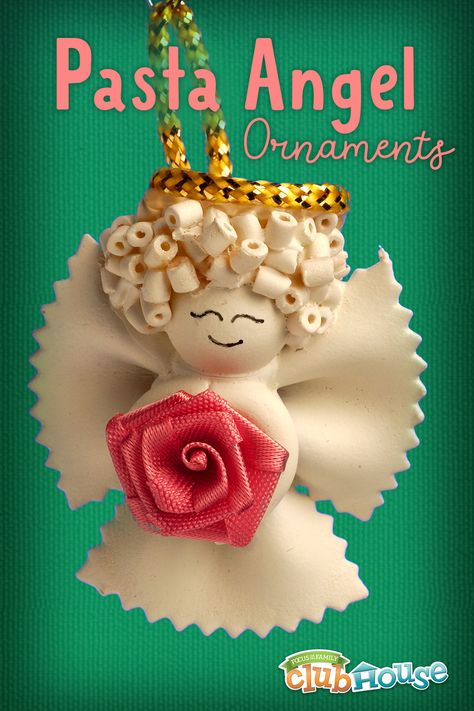 Pasta Ornaments Christmas, Macaroni Angel Ornament, Religious Ornaments For Kids To Make, Pasta Christmas Crafts, Pasta Angels Ornament, Pasta Christmas Ornaments, Macaroni Angels, Kids Diy Christmas Ornaments, Pasta Ornaments