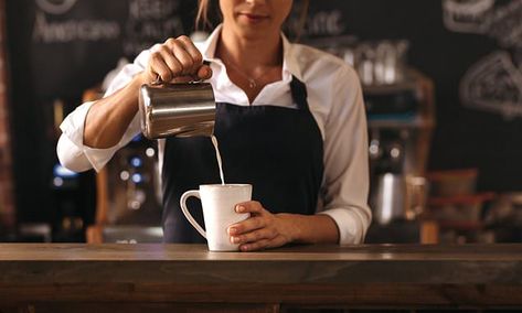 How to make better coffee than a barista for less cash | This is Money Female Barista, Barista Cafe, Cafe Counter, Cupping At Home, Business Stock Photos, Coffee Barista, Home Coffee Bar, Best Beans, Frothing Milk