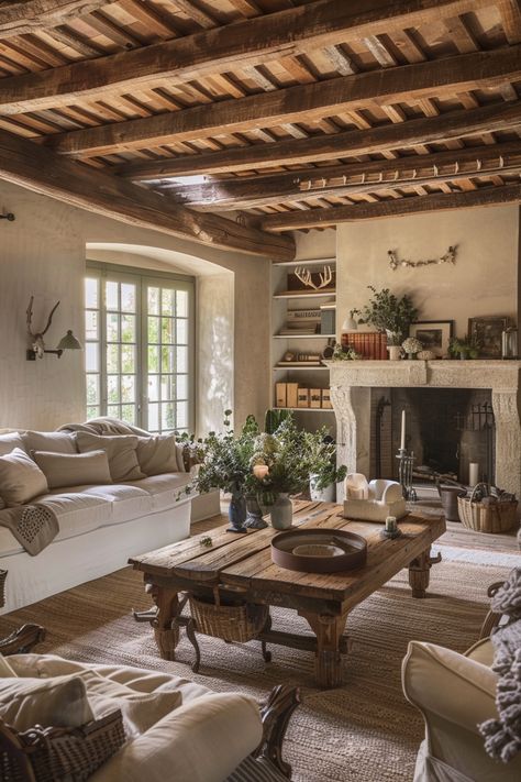 15 French Country Living Room Ideas That Will Make You Say “Ooh La La!” - DreamyHomeStyle French Country Living Room Leather Couch, Italian Countryside House French Country, French Countryside Aesthetic Interior, French Country Interior Design, Italian Living Room Decor, Old Italian House Interior, French Village Aesthetic Interior, Italian Style Living Room, French Country House Interior