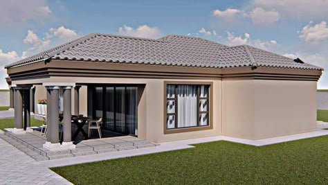 Tuscan House Plans, Round House Plans, Single Storey House Plans, House Plans South Africa, House Plans For Sale, Three Bedroom House Plan, Flat Roof House, Unique House Plans, My House Plans