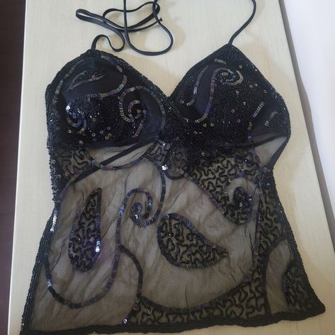 New With Tag & Extra Beads, Size Small. Wetseal, Open Back With Two Ties. Halter Neck Tie. Cups Are Padded. Rare Find! Fairy Core, Edc, Festival, Cottage Core, Y2k Accepting Reasonable Offers! Y2k Halter Top, Halter Tops Outfit, Edc Festival, 2000s Tops, Animal Print Crop Tops, Beaded Tie, Gold Sequin Top, Black Lace Shirt, Flowy Crop Top