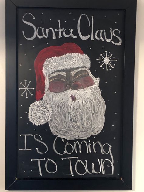 Santa Chalkboard Art, Coffee Chalkboard, Christmas Chalkboard Art, Blackboard Art, Christmas Thoughts, Kitchen Chalkboard, Chalkboard Decor, House Remodeling, Christmas Chalkboard