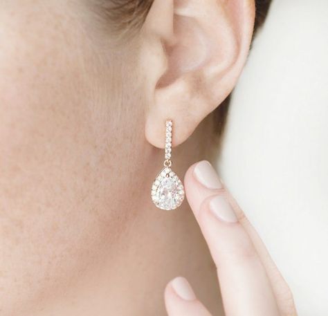 Rose Gold Bridal Jewelry Set, Rose Gold Earrings Wedding, Rose Gold Bridal Jewelry, Crystal Bridal Jewelry Sets, Gold Necklace Wedding, Teardrop Bridal Earrings, Rose Gold Bridal Earrings, Bridesmaid Earrings Gold, Crystal Earrings Wedding