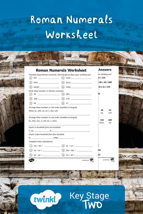 Teaching about Roman Numerals gives children an insight into historical methods of counting. This handy Roman Numerals worksheet lets children practice translating numbers into Roman Numerals and vice versa. #theromans #historyteaching #ks2 Numbers In Roman Numerals, Roman Numerals Worksheet, Printable Star, Shapes Preschool, Activities For Teens, Five Hundred, Teaching History, Cool Lettering, Preschool Worksheets