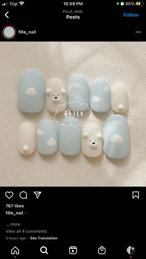 Cute Bear Nails Korean, Bear Nails Designs, Cinnamon Nails, Bear Nails, Nails Korean, Gel Toe Nails, Bears Nails, Hippie Nails, Cute Simple Nails