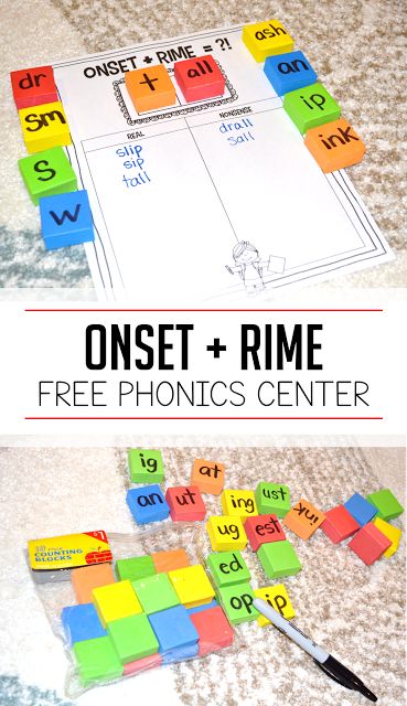 Do your students need help blending phonemes? Grab these fun blocks and this free onset and rime activity sheet on the post! Onset And Rime, Letter Fonts, Phonics Centers, Phonemic Awareness Activities, First Grade Phonics, Reading Specialist, Phonics Words, Phonics Kindergarten, Literacy Stations