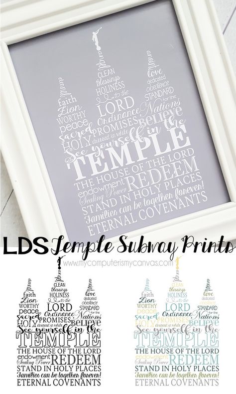 Temple Subway Art, Relief Society Crafts, Slc Temple, Lds Crafts, Subway Art Printables, Temple Lds, Activity Day Girls, Lds Printables, Yw Activities