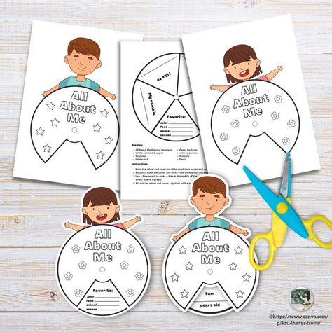 All About Me Spinner Wheel Craft Canva Template All About Me Spinner Printable, All About Me Spinner, All About Me Template, About Me Craft, All About Me Activity, About Me Printable, All About Me Project, Robin Tattoo, All About Me Crafts