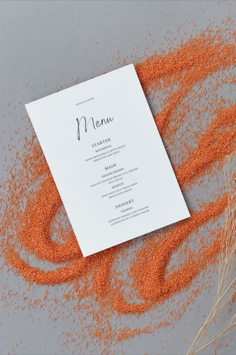 White Minimalist Simple Wedding Menu - Canva Template - design by Gregorius

wedding, menu, wedding menu, dinner, drink, food, cafe, lunch, bar, reception dinner, ceremony, rehearsal dinner, restaurant, engagement, reception, dinner, Simple Wedding Menu, Creamy Dill Sauce, Dill Sauce, Lady Fingers, Reception Dinner, Wedding Menu Template, Orzo Pasta, Grilling Chicken Breast, Grape Tomatoes