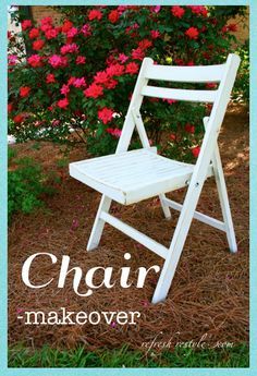 Chair Makeover - #diyproject #paintedproject #furnituremakeover Painted Folding Chairs, Folding Chair Makeover, Habitat Restore, Wooden Folding Chairs, Wooden Table And Chairs, Decoupage Furniture, Foldable Chairs, Things I Want, Chair Makeover