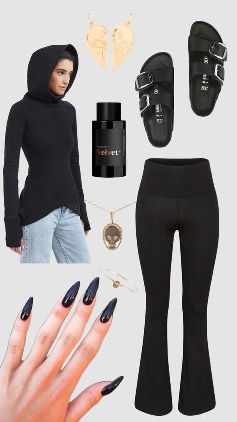 Clean goth girl #altfashion #emofit #oufitinspo #skull Clean Goth, Light Goth, Werewolf Girl, Emo Fits, Big Sleeves, Black Lipstick, Southern Gothic, Goth Girl, Chanel Makeup