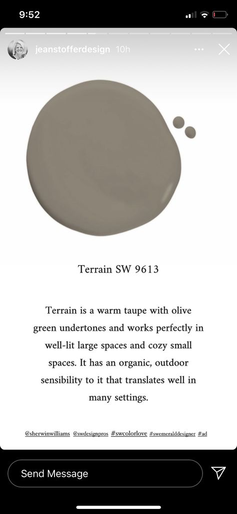 Fun Basement Colors, Sw Hidden Trail Paint, Sw Carriage Stone, Dark Mushroom Paint Color, Bm Antique Pewter, Haven Of Coziness Paint, Terrain Sherwin Williams, Neutral Wall Color For Whole House, Moody Green Color Palettes