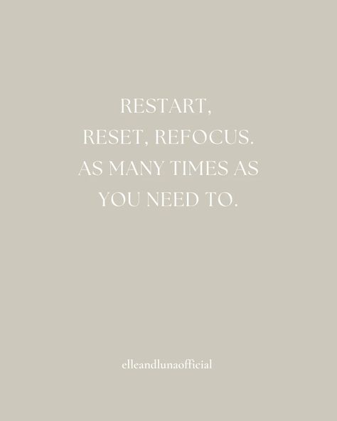 Restart, reset, refocus. As many times as you need to. Follow @_elleandlunaofficial_ to become your best self ✨️🪽 #personaldevelopment #personalgrowth #selflove #selfdevelopment #selfworth #mindset #selfawareness #selfesteem #empowerment #selfconfidence #manifest #awareness #motivation #selfcare #mindfulness #selfimprovement #growthmindset #selfgrowth Self Awareness, Self Confidence, Self Esteem, Best Self, Growth Mindset, Self Development, Personal Growth, Personal Development, Self Care