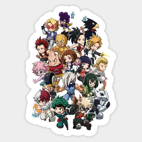 My Hero Academia Class 1-A chibi fanart -- Choose from our vast selection of stickers to match with your favorite design to make the perfect customized sticker/decal. Perfect to put on water bottles, laptops, hard hats, and car windows. Everything from favorite TV show stickers to funny stickers. For men, women, boys, and girls. Mha Stickers, Chibi Fanart, Kawaii Clipart, Cute Donkey, Watercolor Girl, Anime Uwu, Class 1 A, Character Graphic, Cute Fairy