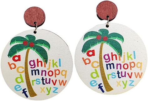 Chicka Chicka Boom Boom Themed Wooden Earrings! Teachers are so important to our growth. Thank your teachers with these cute earrings. They can make your teacher feel proud that you love them! Teacher Leather Earrings, Teacher Faux Leather Earrings, Art Teacher Clay Earrings, Teacher Sublimation Earrings, Graduation Earrings, Earrings For Teachers, Thanksgiving Jewelry, Teacher Earrings, Chicka Chicka Boom Boom