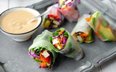 Rise Shine Cook - Vegan Spring Rolls with Spicy Tahini Dipping Sauce Rise Paper Recipe, Vegetarian Rice Paper Rolls, Rice Paper Spring Rolls, Summer Suppers, Vegan Spring Rolls, Tahini Dip, Veggie Spring Rolls, Inflammation Recipes, Paper Spring