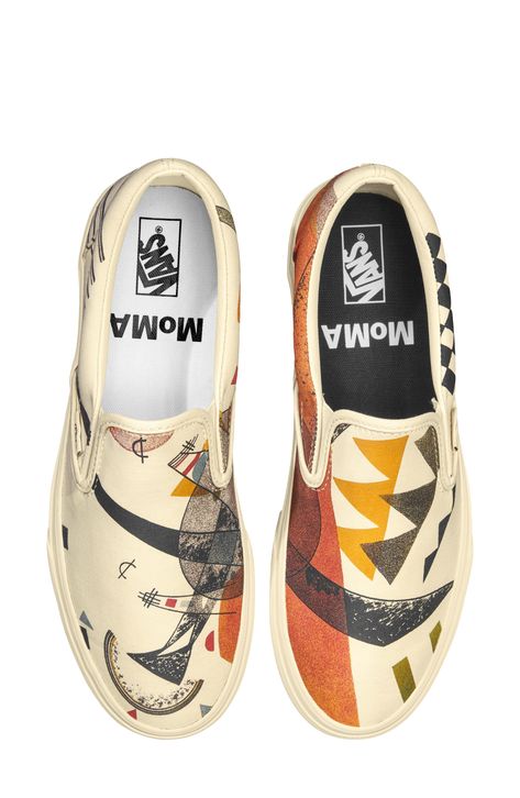 Vans x MoMA Vasily Kandinsky Classic Slip-On Sneaker available at #Nordstrom Vans Slides, Wearables Design, Tory Burch Wallet, Veja Sneakers, Skate Wear, Faux Fur Slippers, Everyday Shoes, Vans Shop, Unisex Shoes