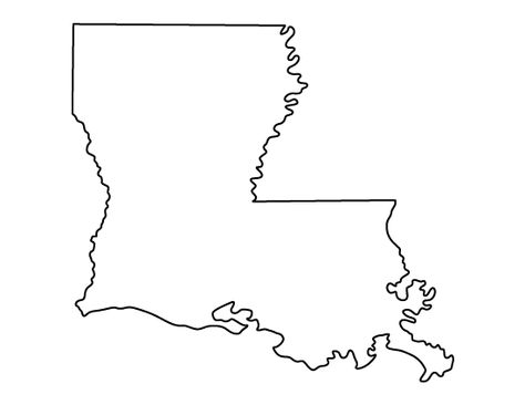 Louisiana pattern. Use the printable outline for crafts, creating stencils, scrapbooking, and more. Free PDF template to download and print at http://patternuniverse.com/download/louisiana-pattern/ Louisiana State Outline, Louisiana Drawings, Muse Printables, Louisiana Outline, Coyote Silhouette, Printable Outline, Stencils Printables Templates, Louisiana Art, Stencils Printables