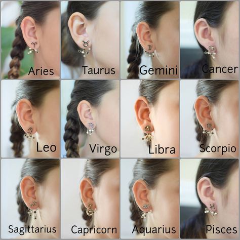 Ear Piercings Chart, Constellation Earrings, Cool Ear Piercings, Jewelry Cleaning Solution, Star Constellations, Zodiac Gifts, Ear Jacket, Ear Piercing, Unisex Jewelry