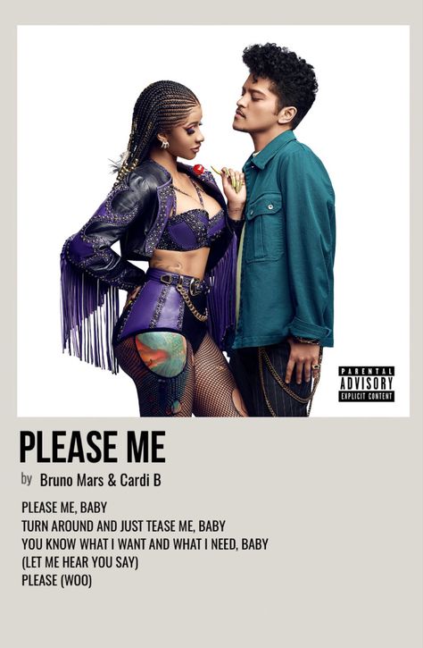 minimal polaroid song poster for please me by cardi b & bruno mars Cardi B Album Cover, Rappers Collage, Cardi B Album, Bruno Mars Album, Bruno Mars Songs, Mars Wallpaper, Mars Poster, Bruno Mars Concert, Song Posters